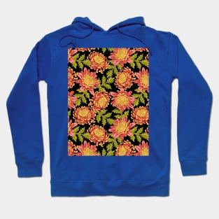 Red Chrysanthemum Floral Pattern Hoodie